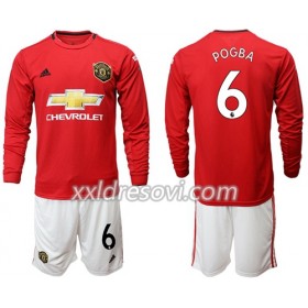 Manchester United Pogba 6 Domaći Dječji Komplet Dresovi za Nogomet 2019-2020 Dugim Rukavima (+ kratke hlače)